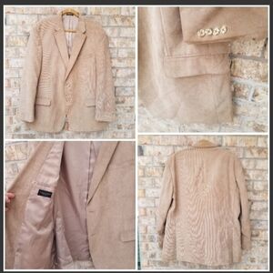 TAN CORDUROY 2 Button Jacket (Men 48L) 4 Button Sleeve Sport Coat Blazer
